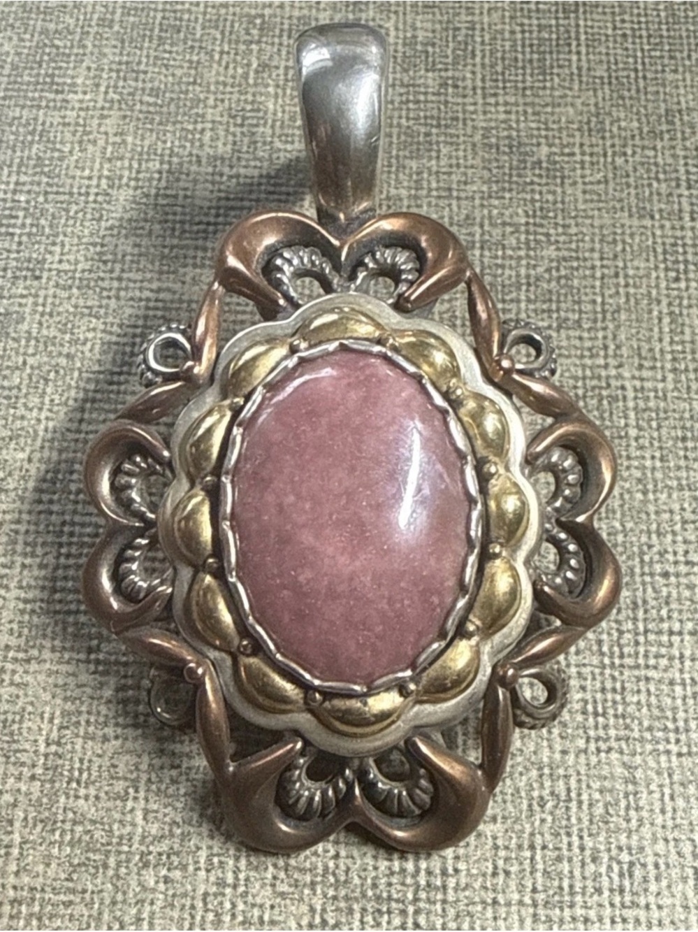 Carolyn Pollack Sterling Silver Copper Brass Southwest Pink Rhodonite Enhancer